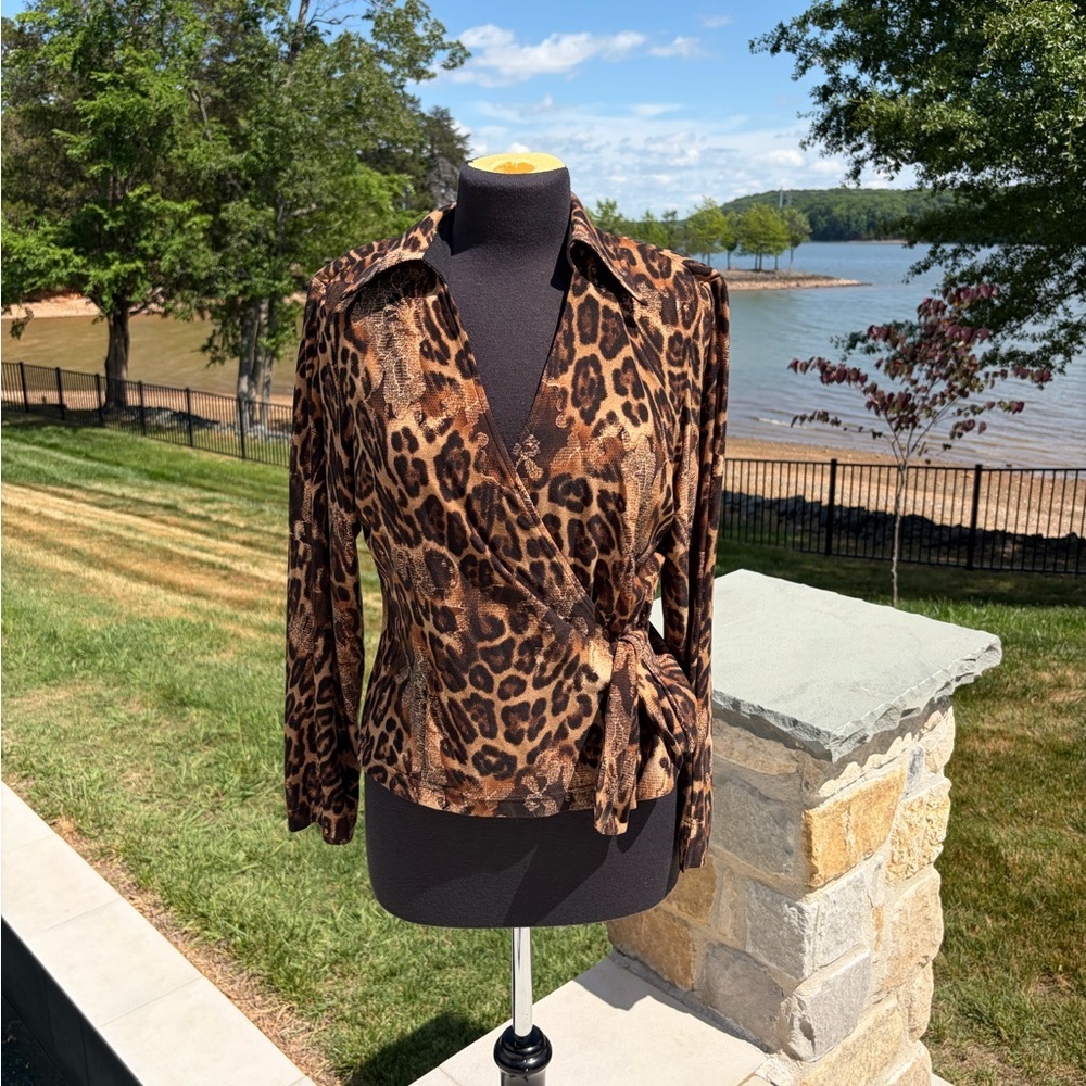 Vintage Jolibel Leopard Print Stretch Top Size 10